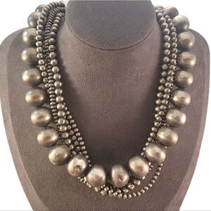Sterling Six Strand Variable Bead Southwestern Necklace